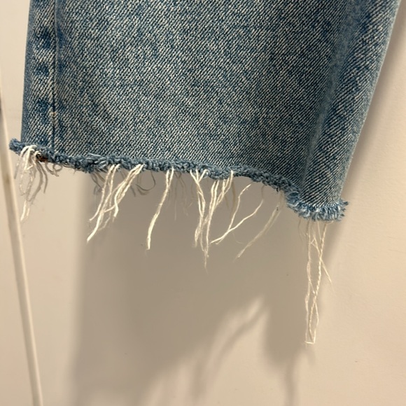 Zara TRF trending straight leg raw hem highrise light wash button fly jean size4 - Picture 6 of 6